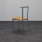 4x Postmoderne Eetkamerstoel Chrome & Plywood Segis, 90s thumbnail 2