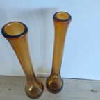 Set Hoge Bloemenvazen Vintage Amber Bruin thumbnail 7