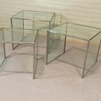 Vintage Glas En Chrome Mimiset Nesting Tables thumbnail 8