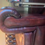 Vintage Chesterfield 3 Zitsbank, Roodbruin Leer thumbnail 4