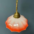 Vintage Messing Hanglamp Met Paraplu Glazen Kap thumbnail 7