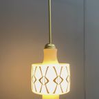Opaline Glass Pendant Lamp With Gold And Black Drawing thumbnail 14