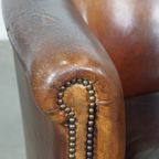 Set Van 2 Tijdloze En Stoere Cognac-kleurige Schapenleren Clubfauteuils Met Een Correcte Afwerkin thumbnail 4