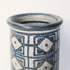 Large Marianne Starck For Michael Andersen And Sons Stoneware Vase With Gray And Blue Patterned G thumbnail 3