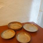 Set Of 4 Grès White-Glazed Ceramic Bowls* Stoneware Serving Dishes thumbnail 4