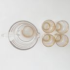 Antieke Art Deco Glazen Karaf Set Goud Booms Glas 1930 thumbnail 4