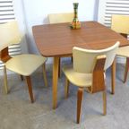 Set Van 6 Brutalist Stoelen En Uitschuifbare Eettafel thumbnail 14