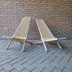 Set 2 Lounge Fauteuils Lattenbank Ligstoelen Tuinstoelen thumbnail 3