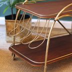 Vintage Messing En Teakhouten Rolwagen – Jaren 50 thumbnail 6