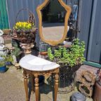 Antieke Console, Sidetable, Wandtafel Met Bijbehorende Spieg thumbnail 2