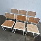 Zes Vintage Cesca Design Stoelen, Witte Uitvoering, 1980's thumbnail 11