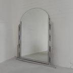 Art Deco Spiegel Met Geslepen Glas In Aluminium Lijst, Jaren 30 thumbnail 11