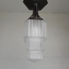 Art Deco Hanglamp Met Getrapte Glazen Kap, Jaren 30 thumbnail 19