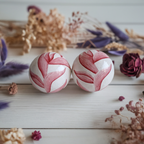 Twee Ronde Ballen Van Gips Ø 10 Cm Met Bladmotief thumbnail 3