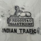 Antiek “Indian Trafic” Woondecoratiebord Petrus Regout thumbnail 3