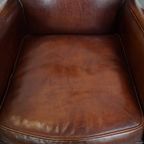 Karaktervolle Set Van 2 Schapenleren Fauteuils/ Armchairs Met Een Mooi Patina En Warme Kleuren thumbnail 8