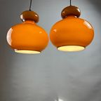 Pair Of Brown Glass Pendant Light By Peill And Putzler, 1960 thumbnail 9