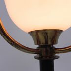 Staande Vintage Lamp Met Glazen Kap En Geperforeerd Stalen Kap thumbnail 18