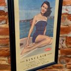 Originele Vintage Pin-up Reclame Poster Van Sinclair Olie️️⛽ thumbnail 2