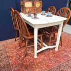 Vintage Witte Eiken Tafel, Eettafel, Dinnertable, Bureau thumbnail 12