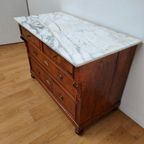 Vintage Frans Dressoir Commode Ladekast Badkamermeubel Met Marmer Blad 703 thumbnail 14