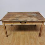 Oude Frans Houten Boeren Eettafel, Keukentafel, Tafel, Tuintafel thumbnail 3