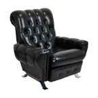 Chesterfield Fauteuil Zetel Zwarte Skai Chroom Onderstel Sixties thumbnail 3