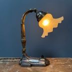 Antieke Art Nouveau Tafellamp Met Matglazen Kapje thumbnail 2