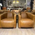 2 X Vintage Aviator Fauteuils Piloten Stoelen Cigar Leer thumbnail 4