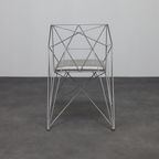 4x Geometric Wire Frame Dining Chairs, Rare thumbnail 3