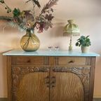 Uniek Art Deco Houten Dressoir Wit Marmer thumbnail 2