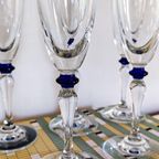 5X Vintage Champagneglas Donkerblauw Bolletje thumbnail 2
