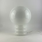 Vintage Witglazen Tafellamp 'bulb' Van Glashütte Limburg 1979 thumbnail 5