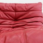 Togo Corner Chair Red Leather By Michel Ducaroy For Ligne Roset thumbnail 2