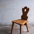 Four Brutalist Oak Wooden Chairs thumbnail 4