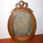 Vintage French Oval Mirror * Carved Wood Ribbon Bow * Antique * Louis Xvi thumbnail 2