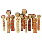 Lot Van 13 Traditionele Vintage Kokeshi Japan Tweede Helft 20E Eeuw thumbnail 11