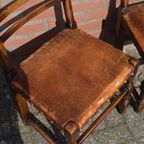 Antieke Stoelen Met Leren Zitting Set Van 4 thumbnail 4