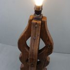 Brutalist Massief Eiken Gebrande Lamp thumbnail 8