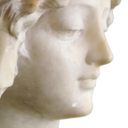 Zwaar Antiek Sculptuur Buste Jonge Boerin Albast Groen Marmer Ca1900 thumbnail 13