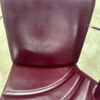 Mario Morbidelli Voor Naos - Set Van 2 Burgundy Rode Stoelen In Leder En Chrome thumbnail 14