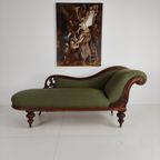 Antieke Engelse Victoriaanse Chaise Lounge - Gemaakt Van Mahonie, Prachtig Gestoffeerd thumbnail 2