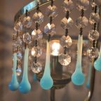 2 Stuks Murano Opaline Blauwe Tafellamlpen Vintage Kristal thumbnail 11
