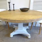 Prachtige Landelijke Ronde Eiken Tafel 120 Cm thumbnail 13