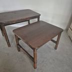 Vintage Bamboe En Hout Nest Tafeltjes . thumbnail 5