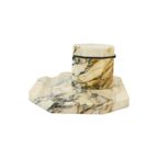 Art Deco Inktstel Bureau Set Wit Geaderd Marmer Inktpot Pennenhouder 25Cm thumbnail 4