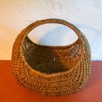 Vintage Round Mid Century Swedish Willow Basket Large thumbnail 5