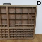 Brocante, Bruine Antieke Houten Letterbak, Wanddecoratie D thumbnail 4