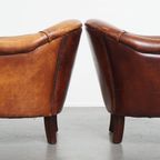 Unieke Set Van 4 Schapenleren Clubfauteuils Met Prachtige Kleuren En Een Comfortabele Zit thumbnail 5