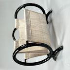 Vintage Ronde Lectuurbak / Tijdschriftenrek, Zwart Rotan, 1970's thumbnail 12